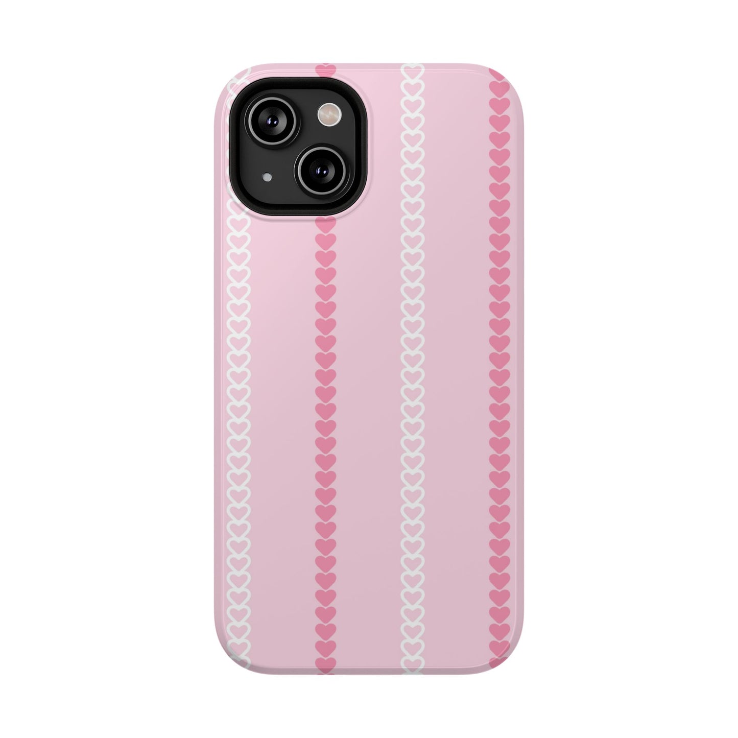 Pink Heart Stripe Impact-Resistant Phone Case