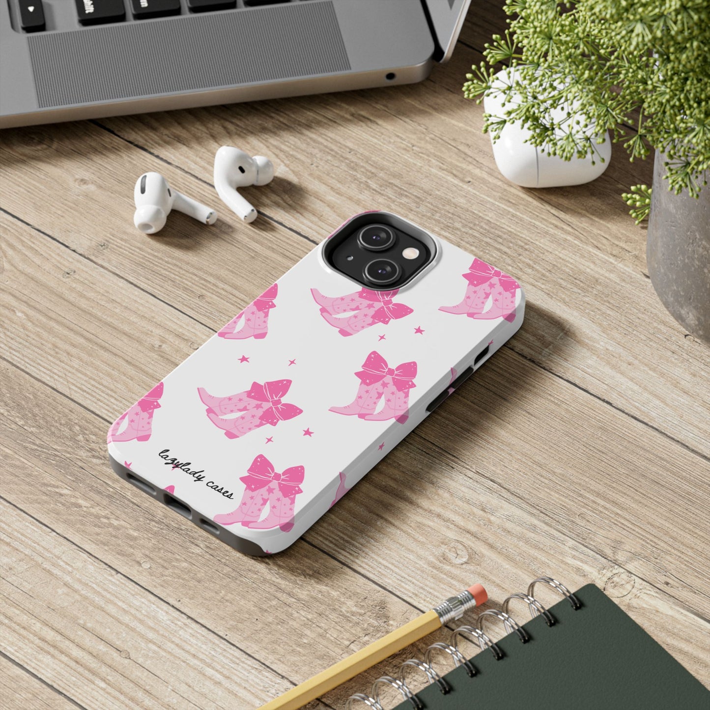 Pink Cowgirl Tough Phone Case - Trendy Protection with Bow Design
