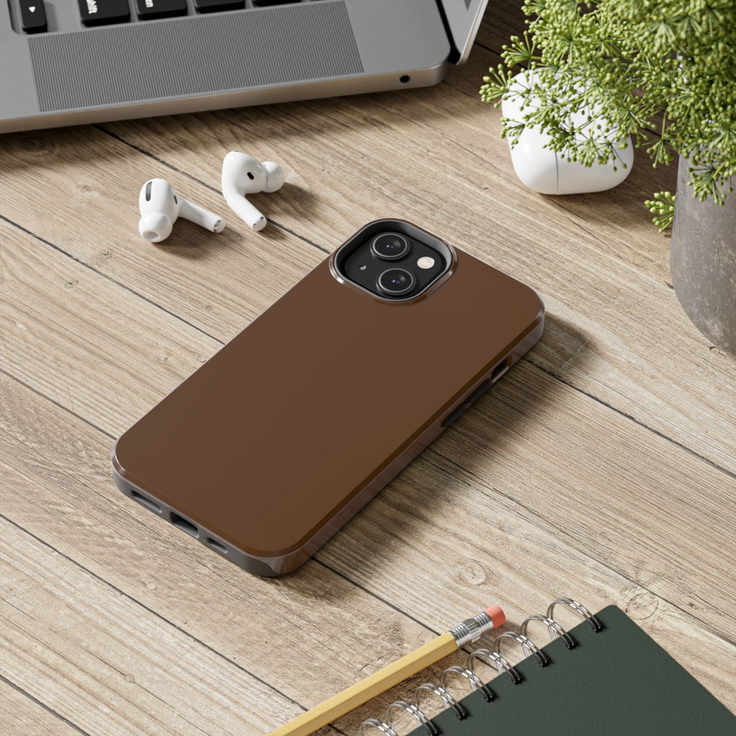 Brown Tough Phone Case — Rugged Shockproof iPhone Cover
