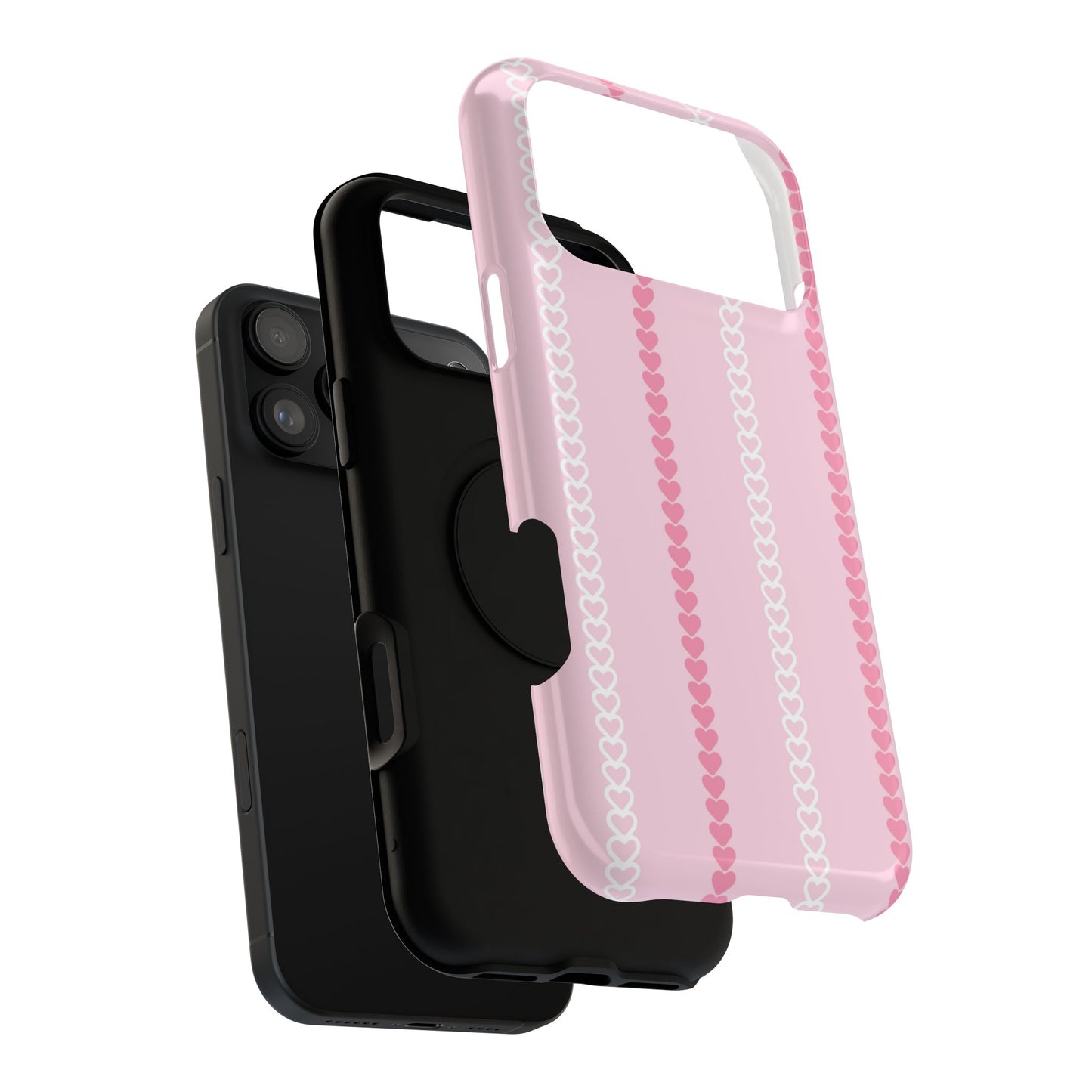 Pink Heart Stripe Impact-Resistant Phone Case