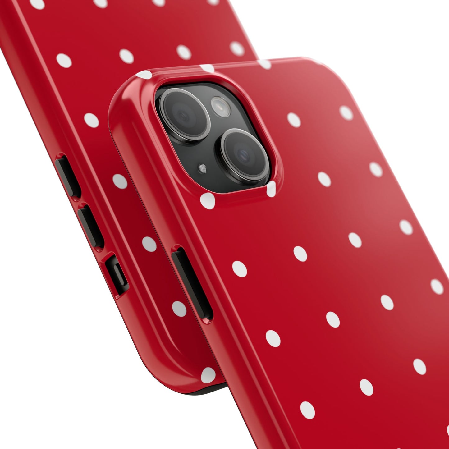 Red Polka Dot Tough Phone Case — Durable Glossy Protective Phone Cover