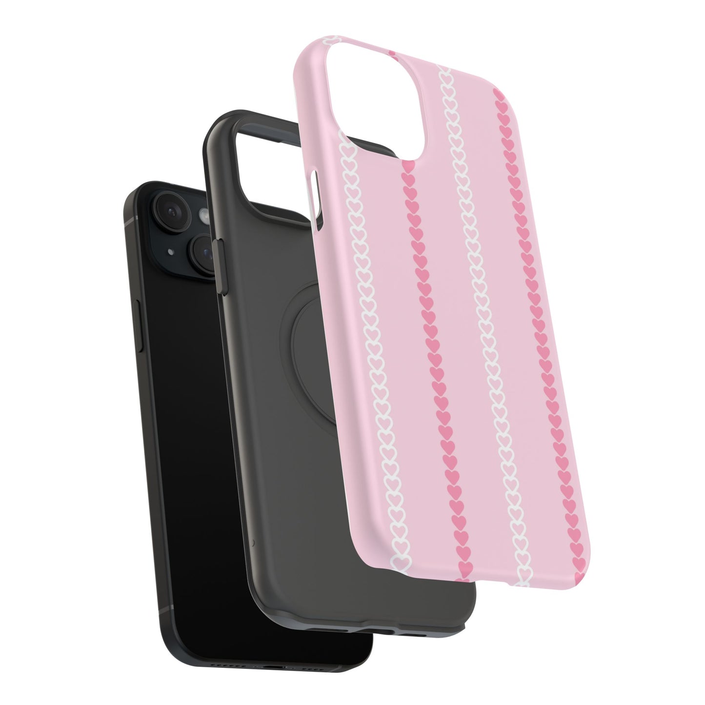 Pink Heart Stripe Impact-Resistant Phone Case