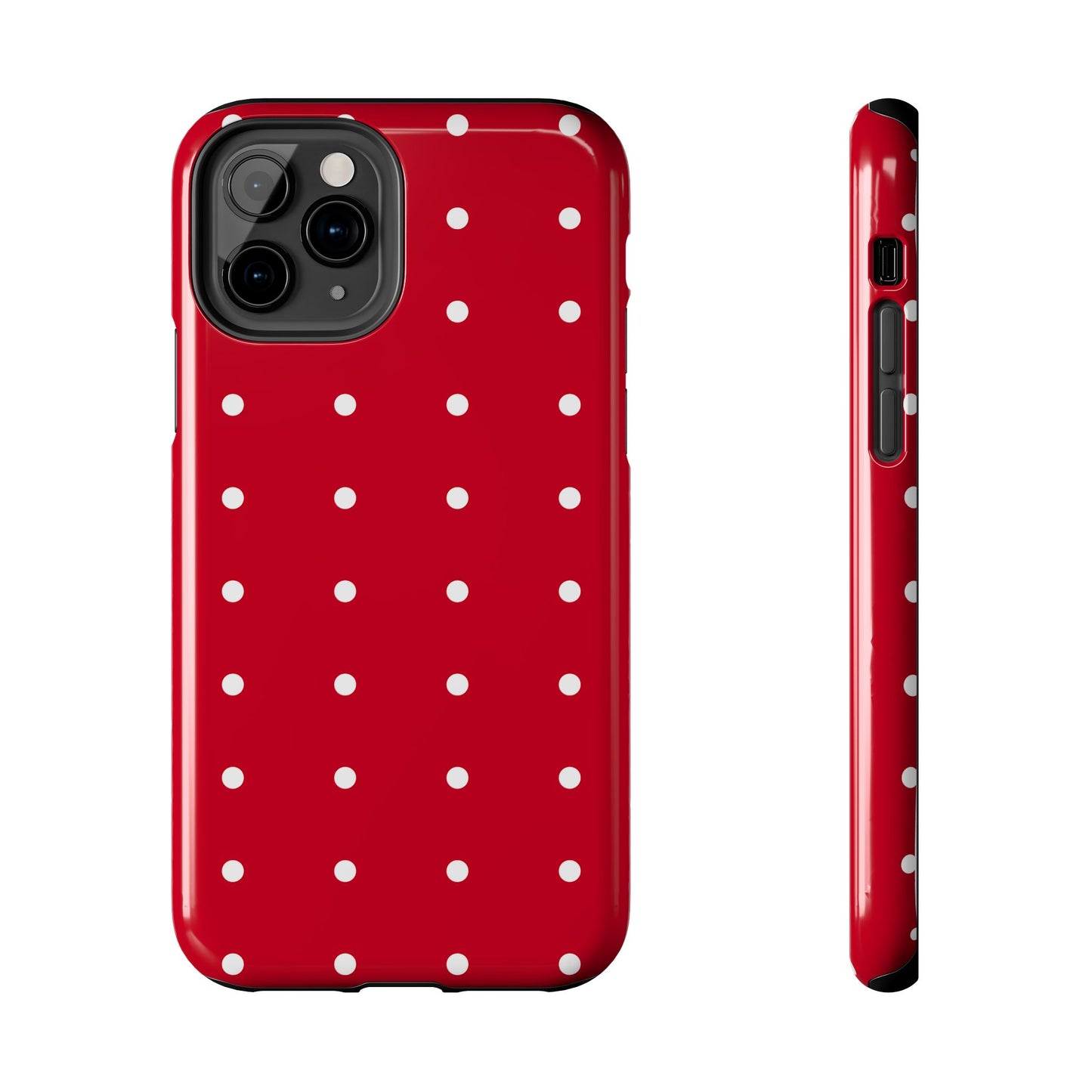 Red Polka Dot Tough Phone Case — Durable Glossy Protective Phone Cover
