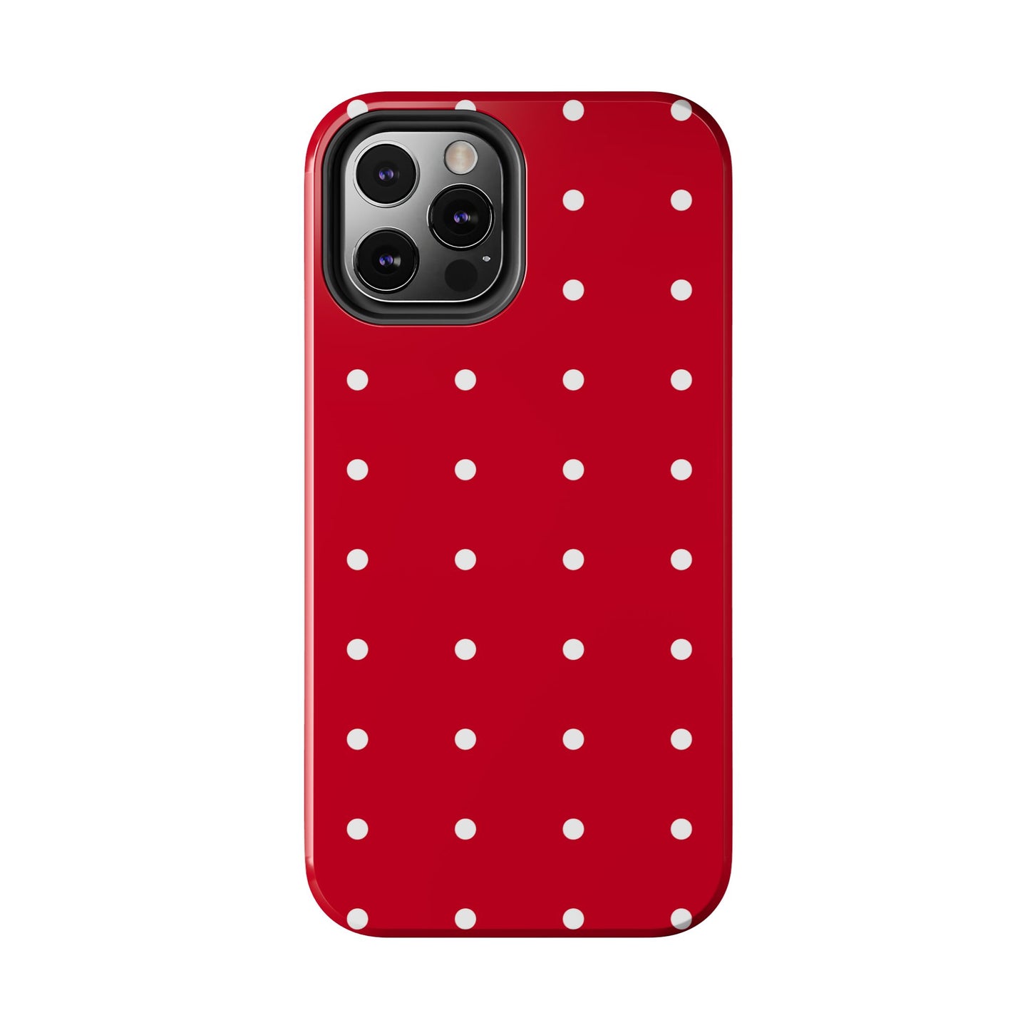 Red Polka Dot Tough Phone Case — Durable Glossy Protective Phone Cover