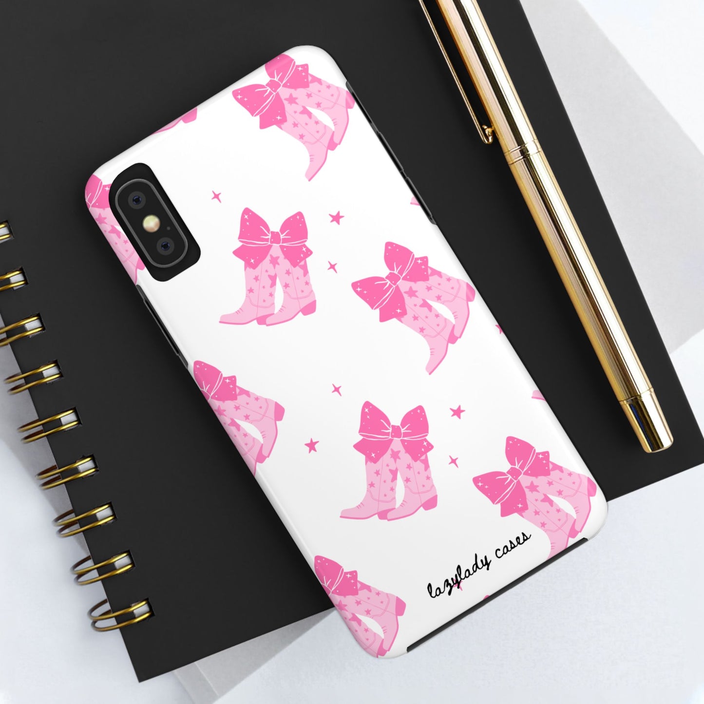 Pink Cowgirl Tough Phone Case - Trendy Protection with Bow Design