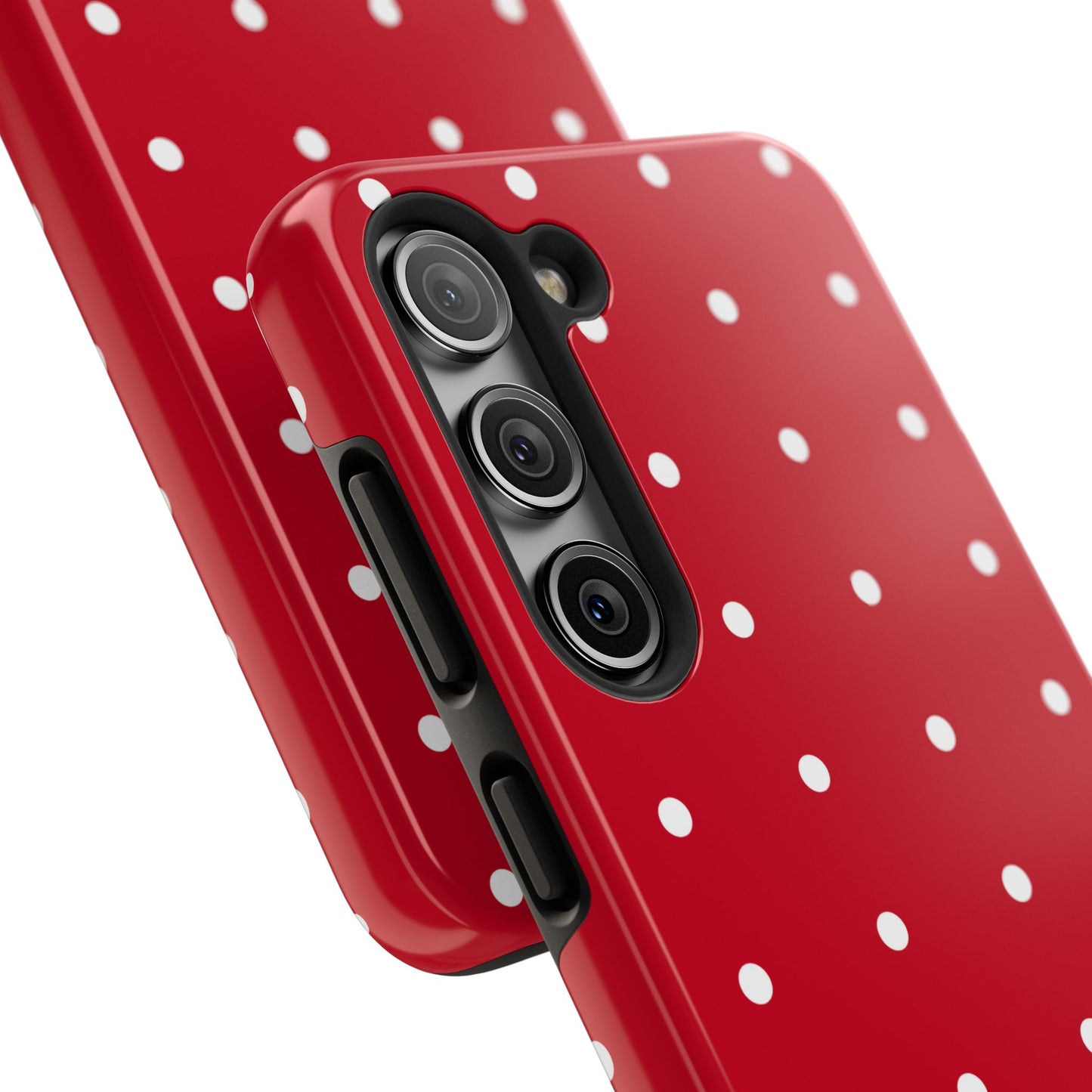Red Polka Dot Tough Phone Case — Durable Glossy Protective Phone Cover