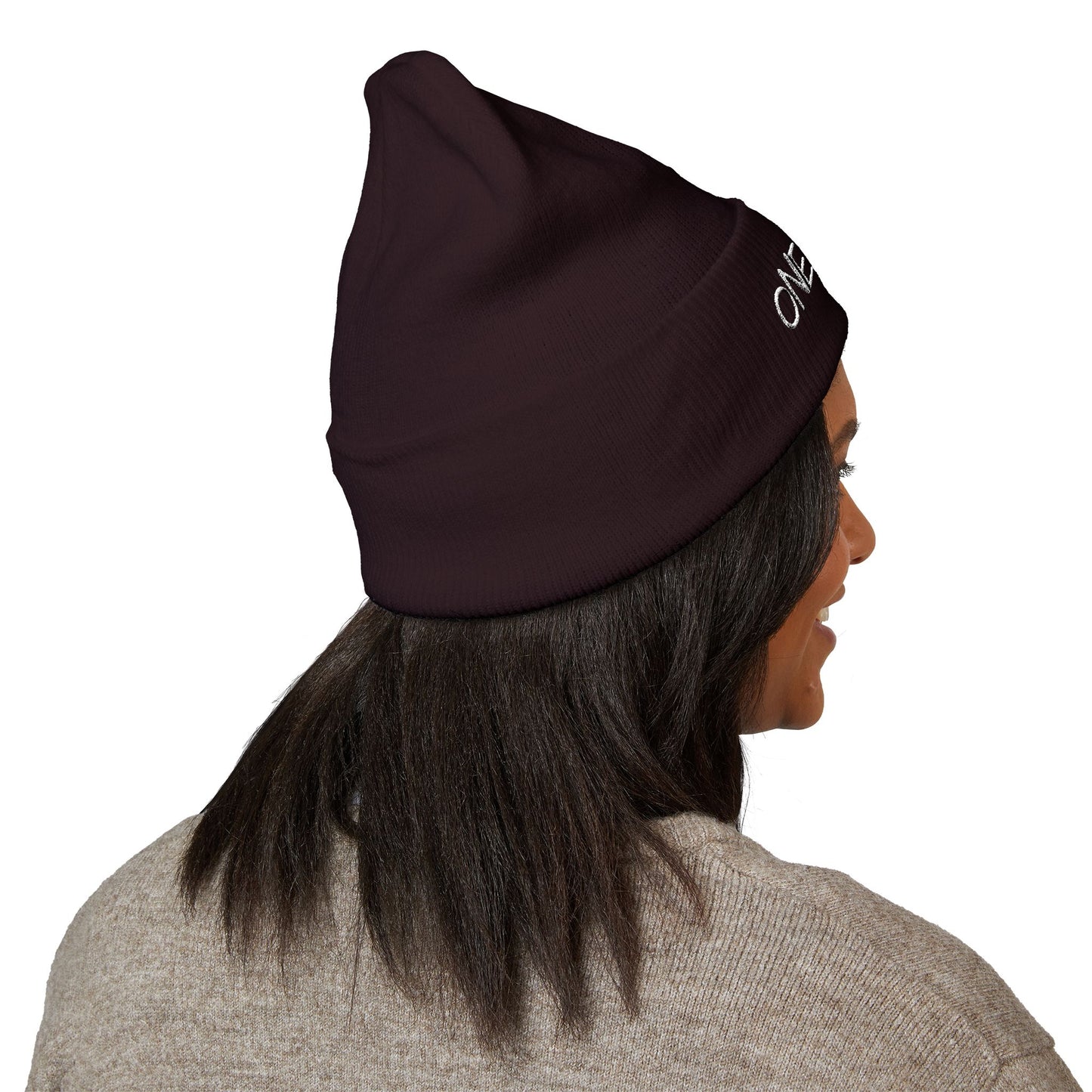 One Love Embroidered Cuffed Beanie — Classic Knit Winter Hat