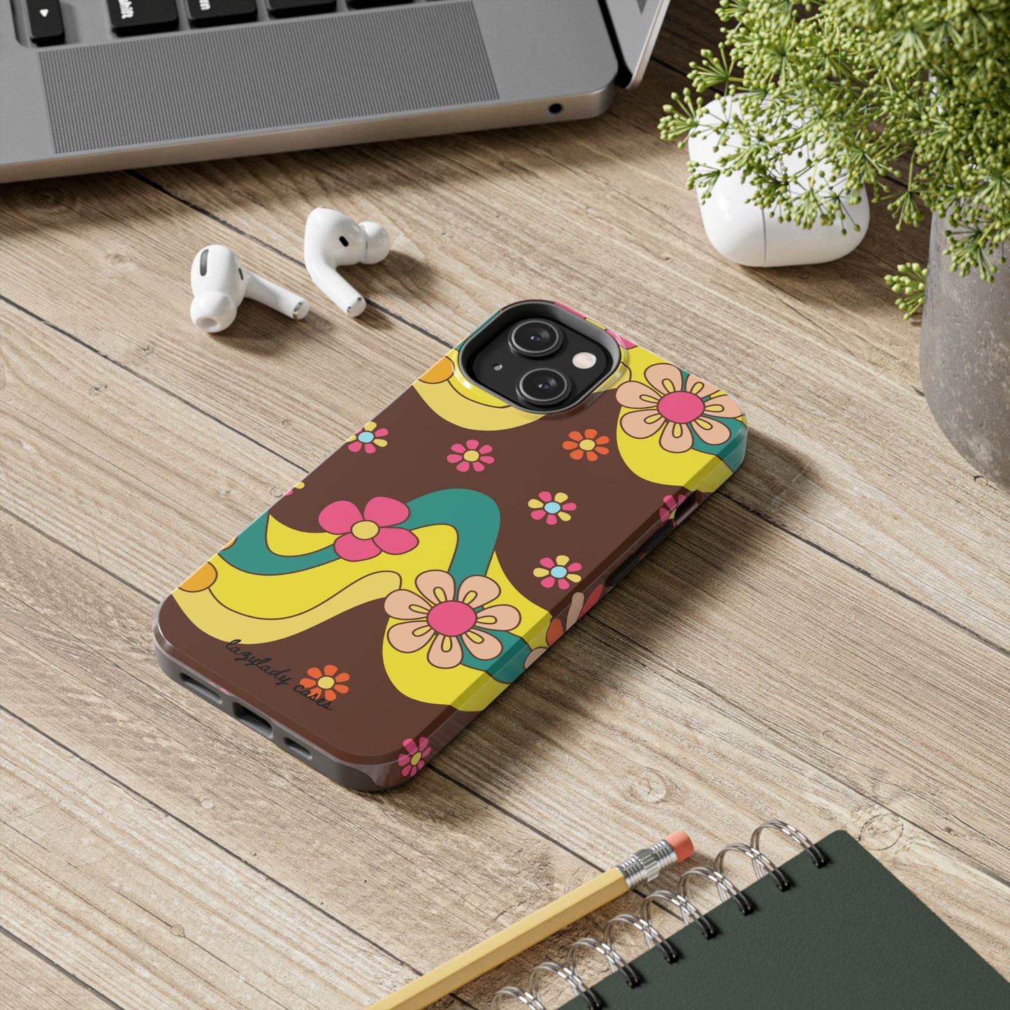 Retro Floral Tough Phone Case – Stylish and Durable Design