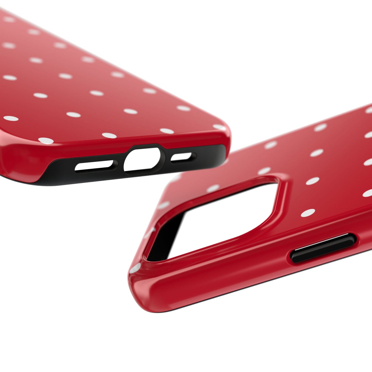 Red Polka Dot Tough Phone Case — Durable Glossy Protective Phone Cover