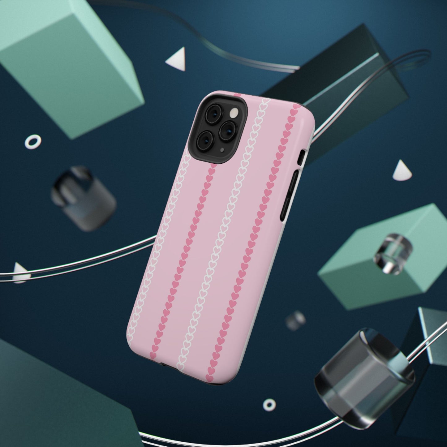 Pink Heart Stripe Impact-Resistant Phone Case