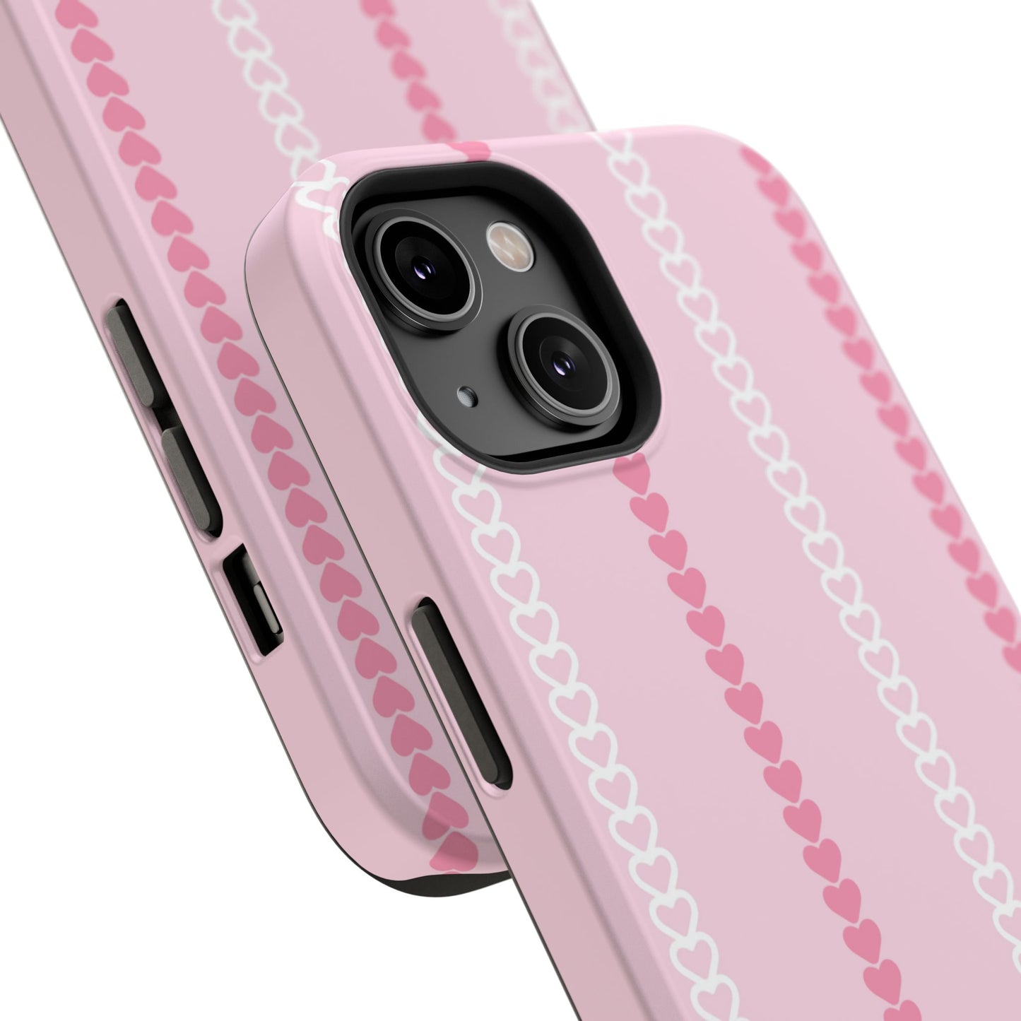 Pink Heart Stripe Impact-Resistant Phone Case