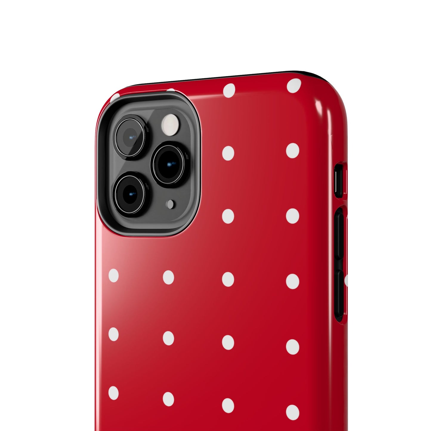 Red Polka Dot Tough Phone Case — Durable Glossy Protective Phone Cover