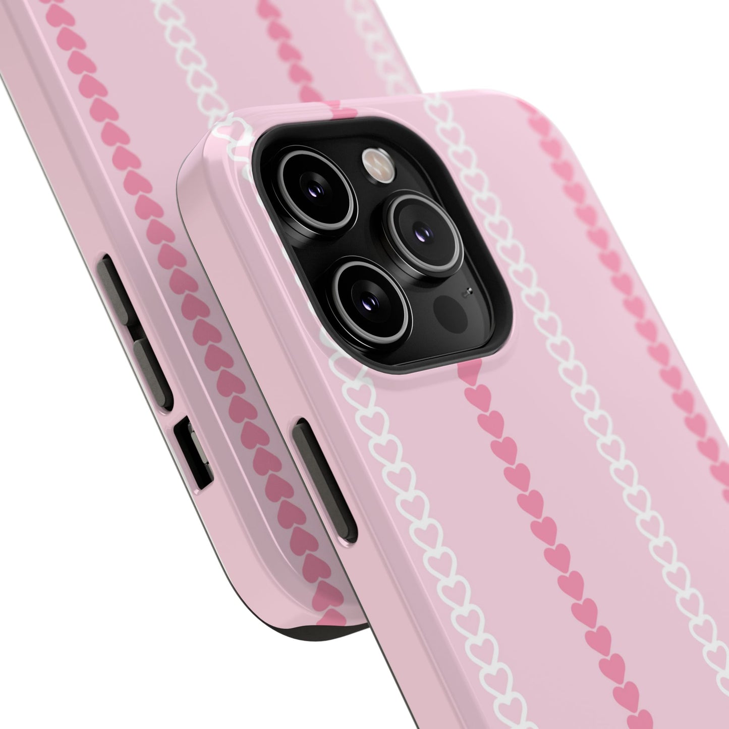 Pink Heart Stripe Impact-Resistant Phone Case