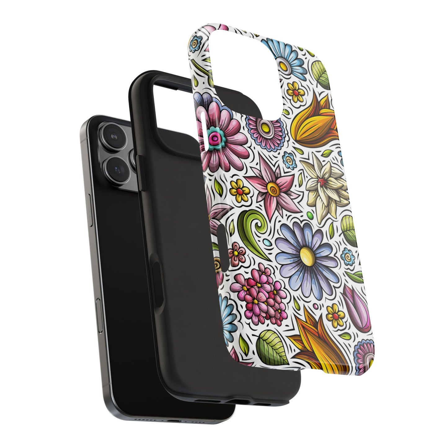 Floral Tough Phone Case | Cute Flower Design | Durable Protective Cover, Gift for Her, Phone Accessory, Floral Art Case