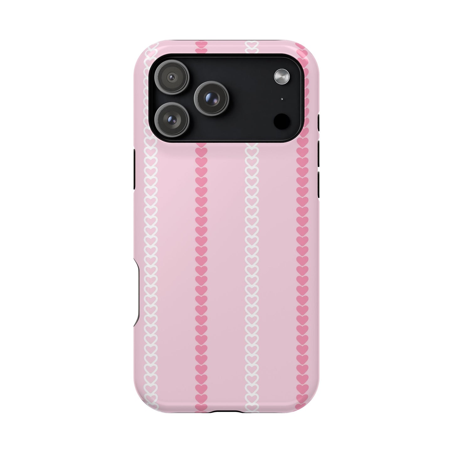 Pink Heart Stripe Impact-Resistant Phone Case