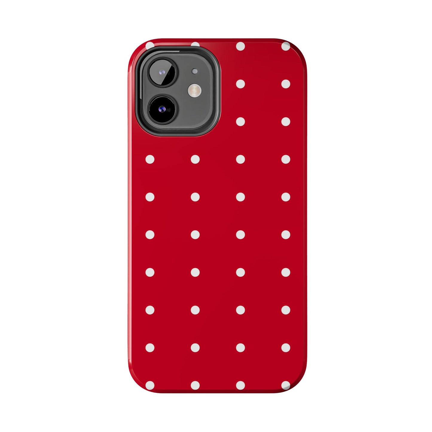 Red Polka Dot Tough Phone Case — Durable Glossy Protective Phone Cover