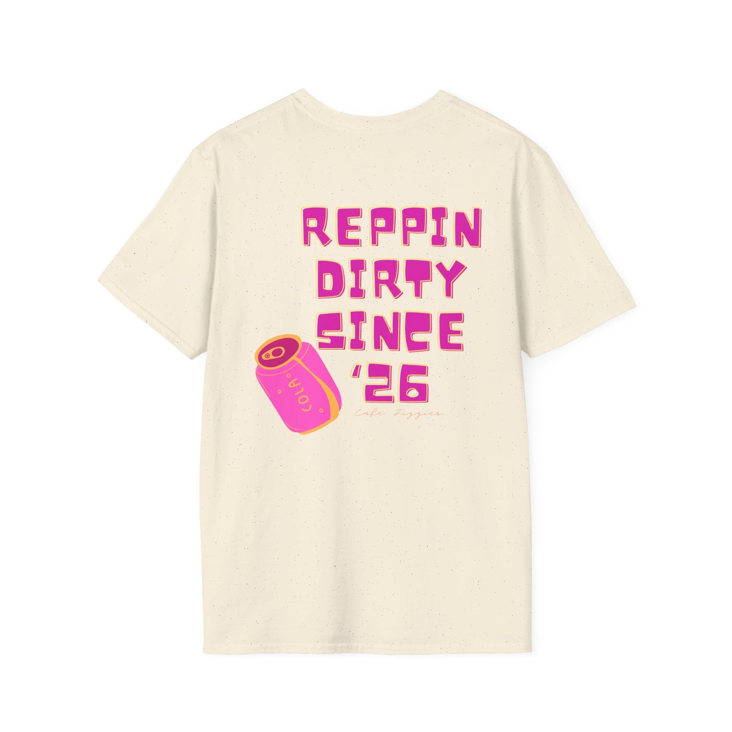 Cafe Fizzies T-Shirt — Retro Pink Cafe Logo Tee for Coffee Lovers