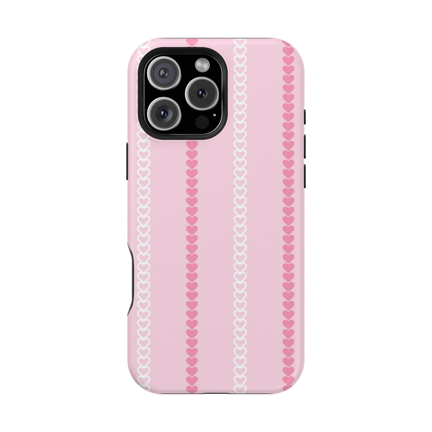 Pink Heart Stripe Impact-Resistant Phone Case