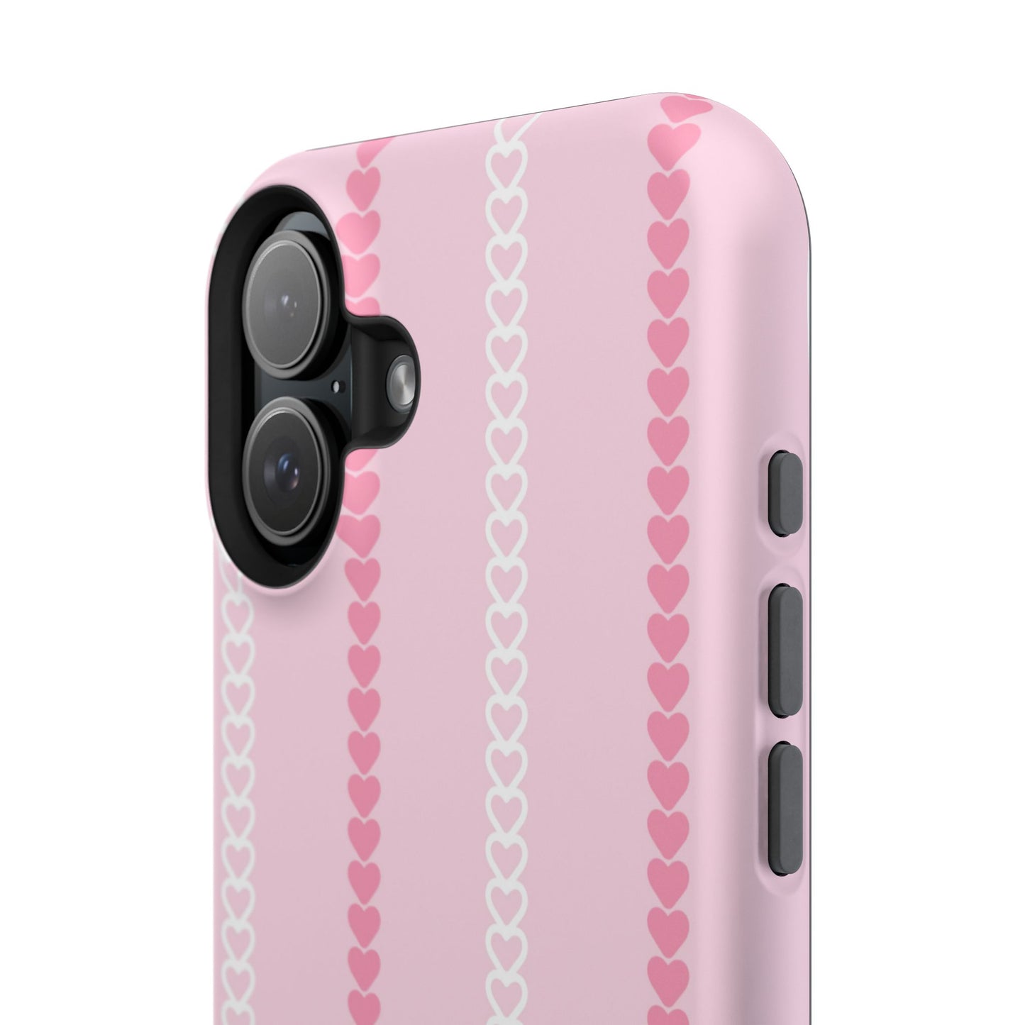 Pink Heart Stripe Impact-Resistant Phone Case
