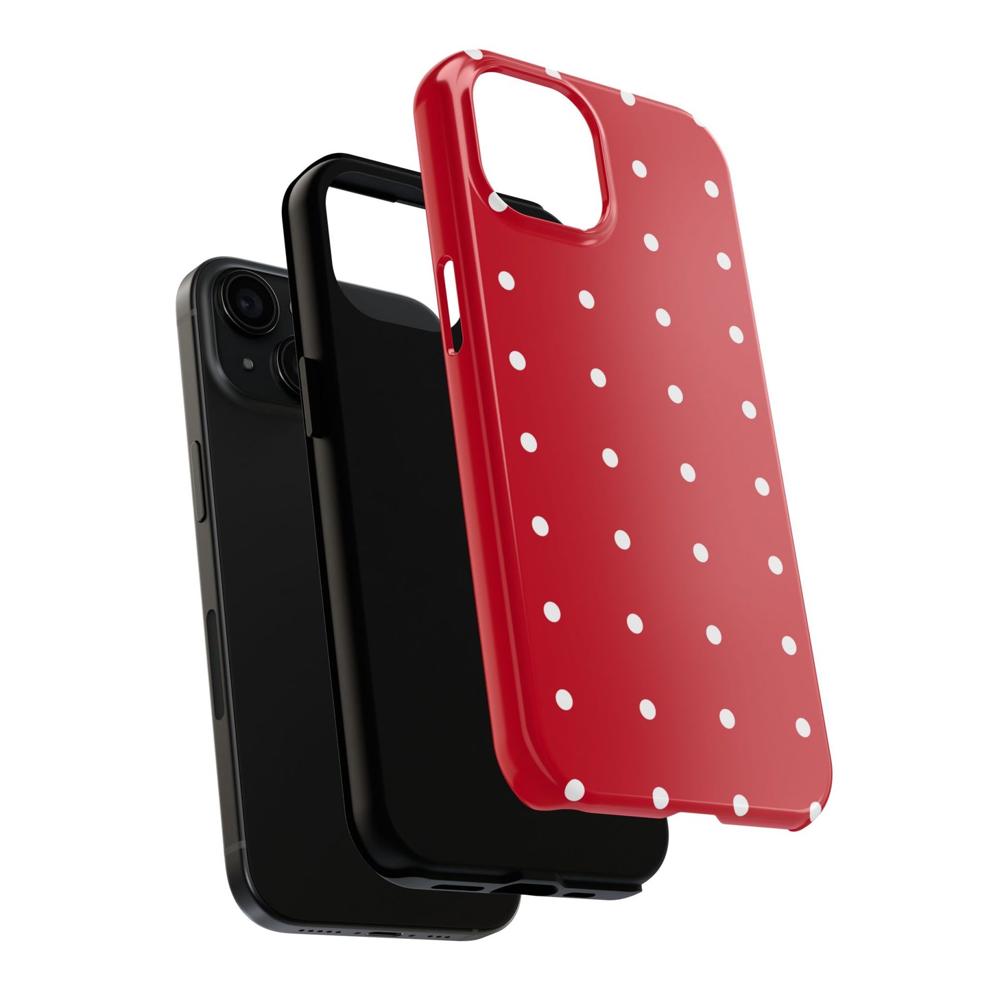 Red Polka Dot Tough Phone Case — Durable Glossy Protective Phone Cover