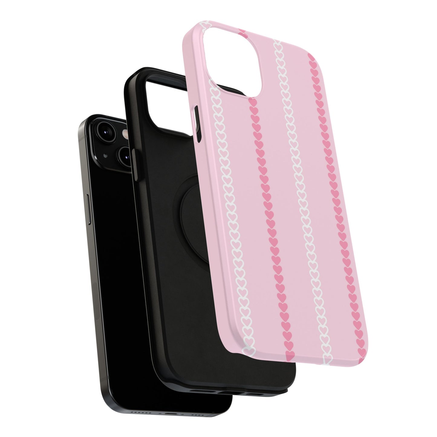Pink Heart Stripe Impact-Resistant Phone Case
