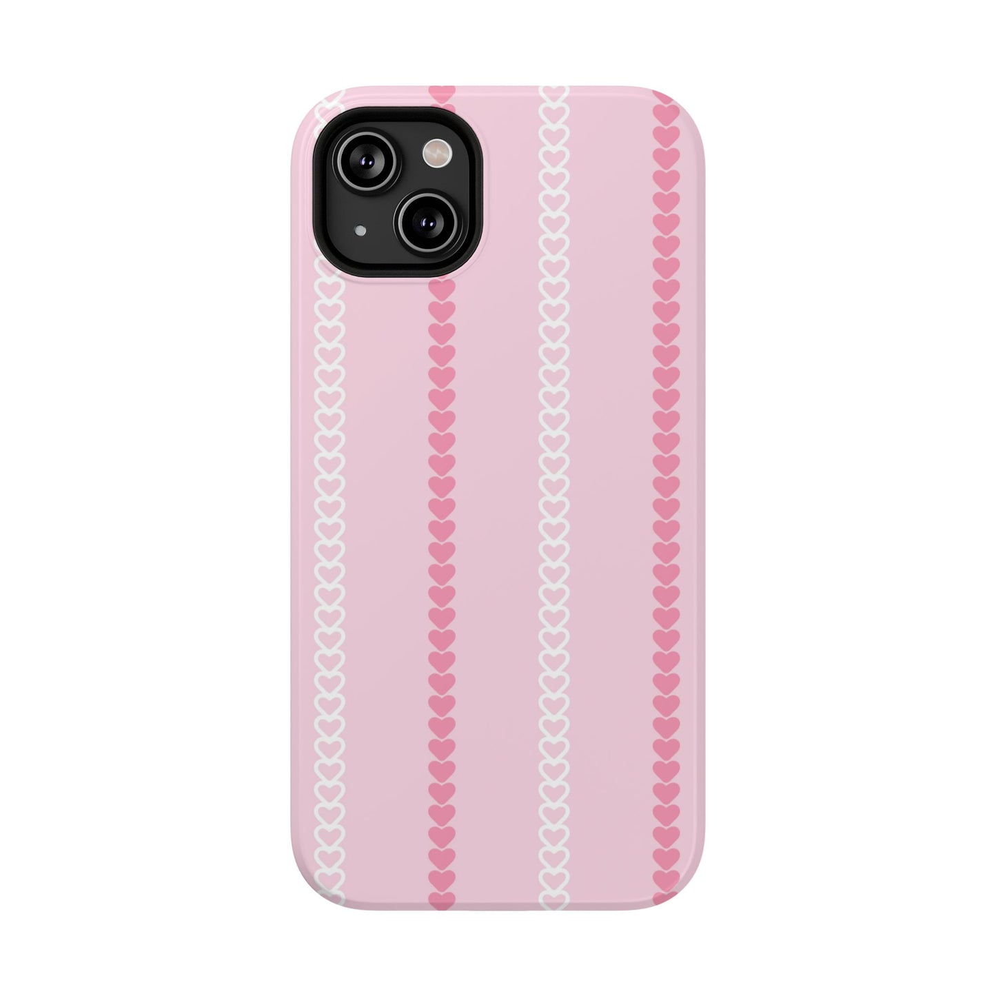 Pink Heart Stripe Impact-Resistant Phone Case