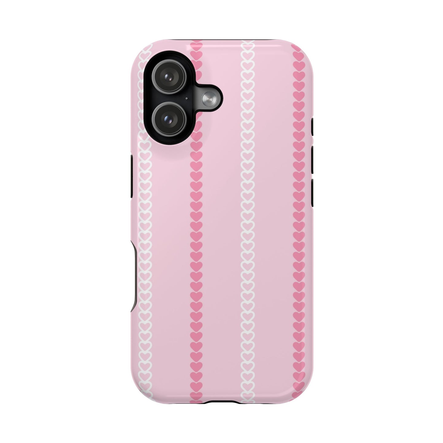 Pink Heart Stripe Impact-Resistant Phone Case