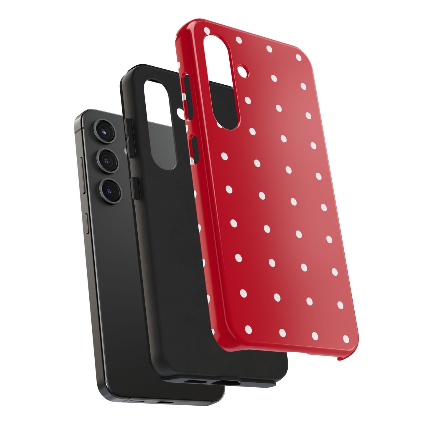 Red Polka Dot Tough Phone Case — Durable Glossy Protective Phone Cover