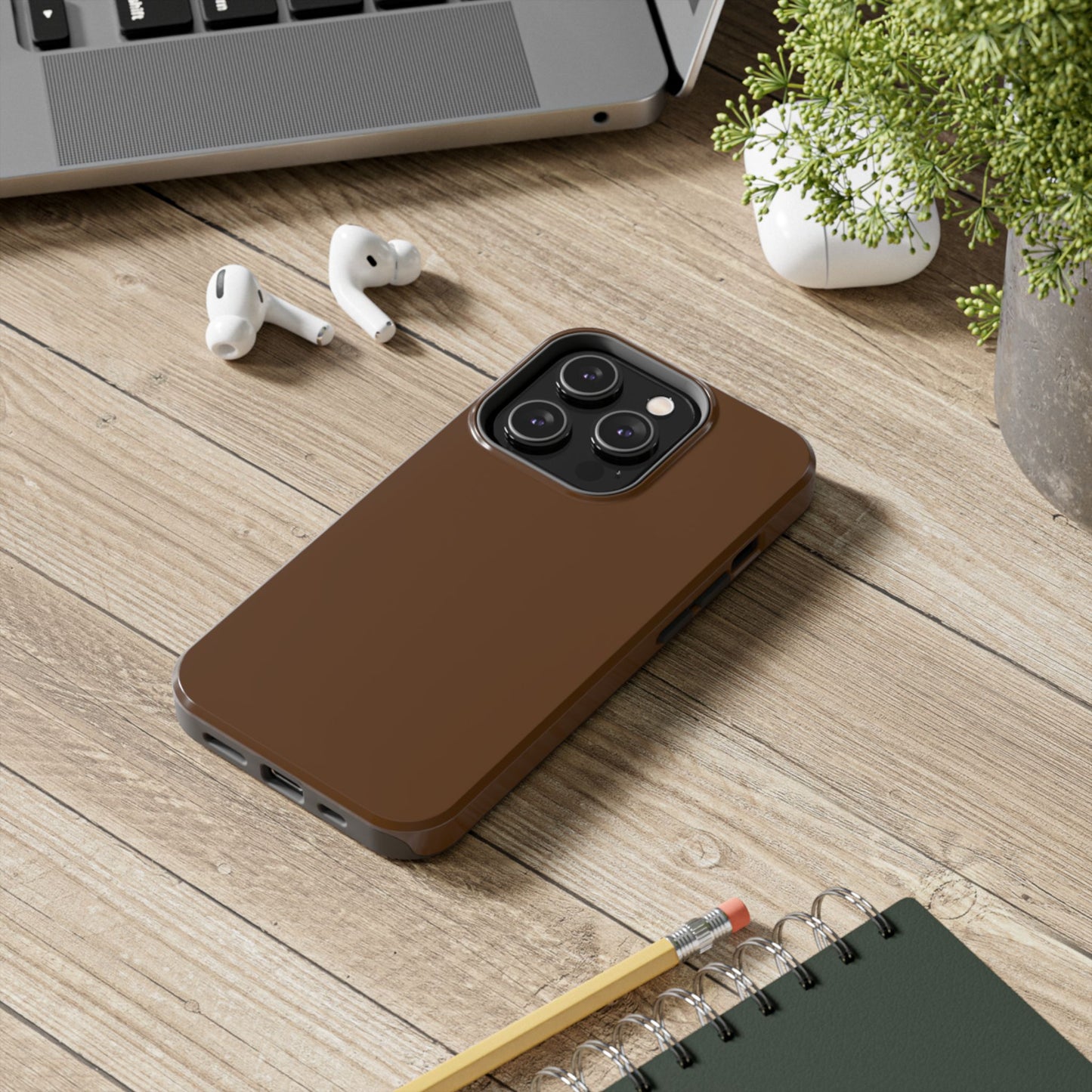 Brown Tough Phone Case — Rugged Shockproof iPhone Cover
