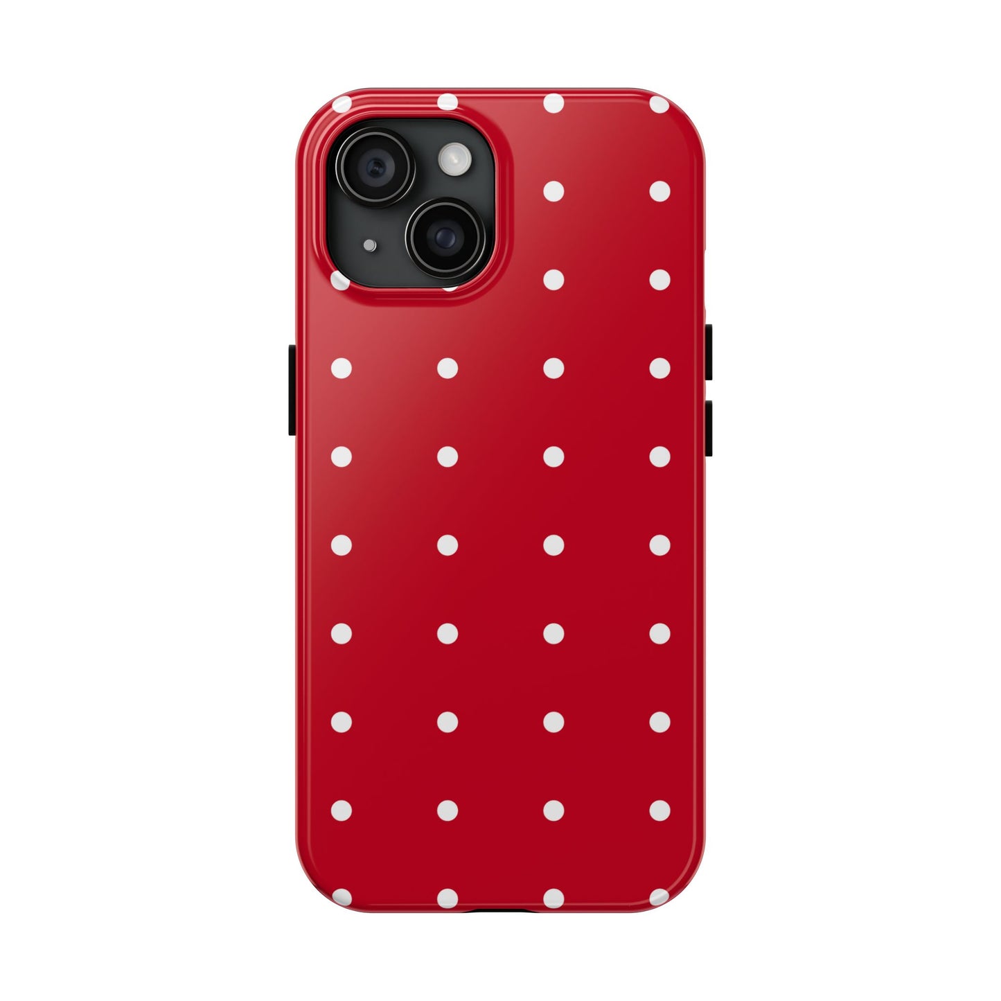 Red Polka Dot Tough Phone Case — Durable Glossy Protective Phone Cover