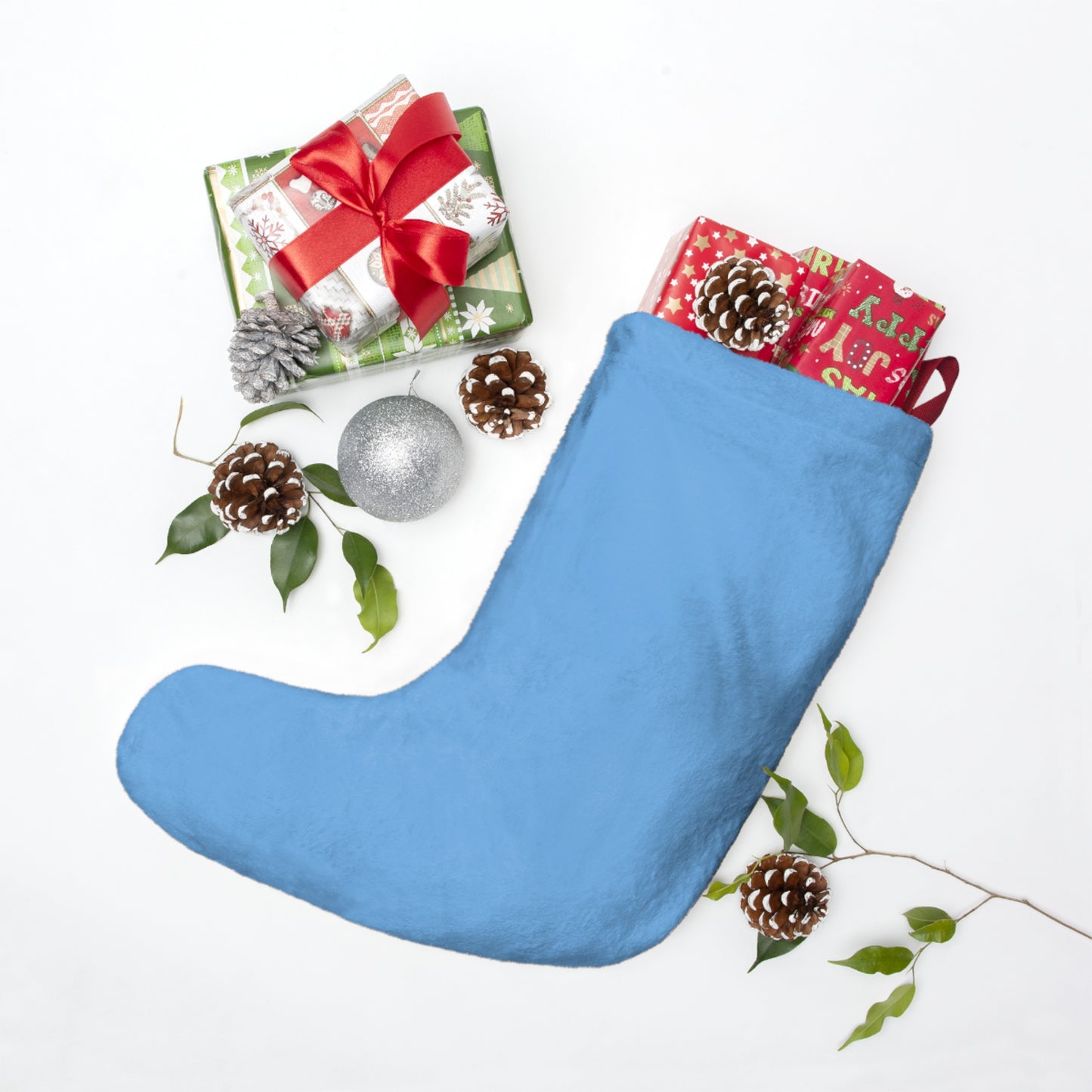Cute Woodland Animals Christmas Stocking – Holiday Tree Scene Stocking