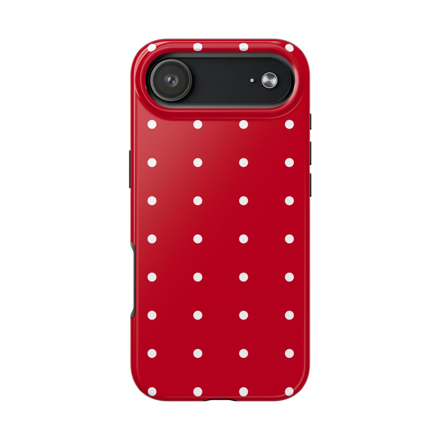 Red Polka Dot Tough Phone Case — Durable Glossy Protective Phone Cover