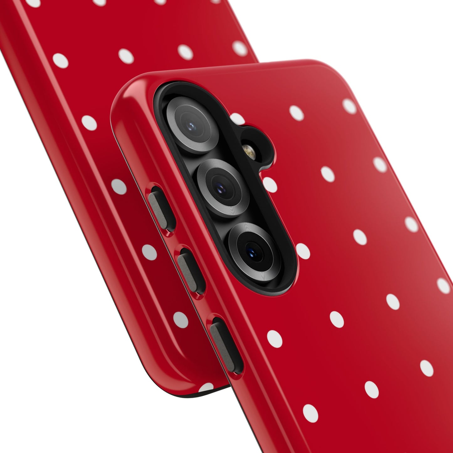 Red Polka Dot Tough Phone Case — Durable Glossy Protective Phone Cover