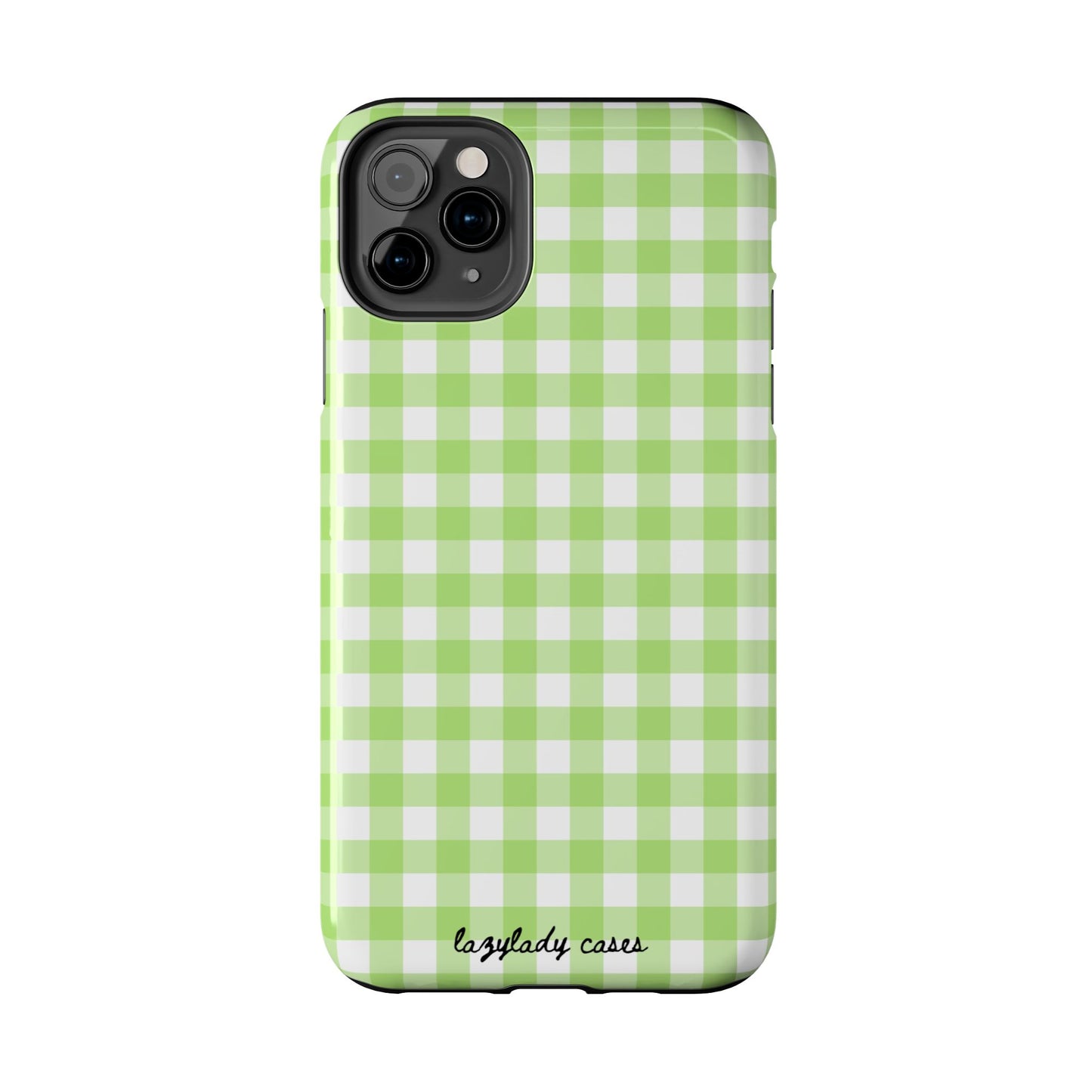 Green Gingham Tough Phone Case – Durable Protection with Stylish Checkered Design