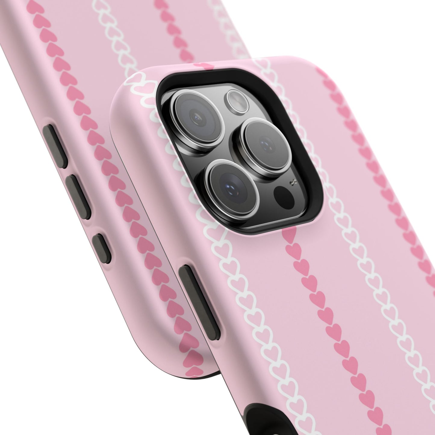 Pink Heart Stripe Impact-Resistant Phone Case