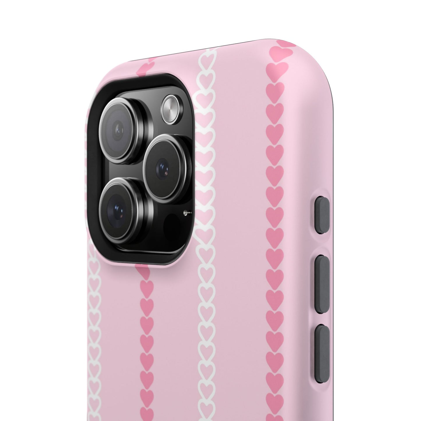 Pink Heart Stripe Impact-Resistant Phone Case