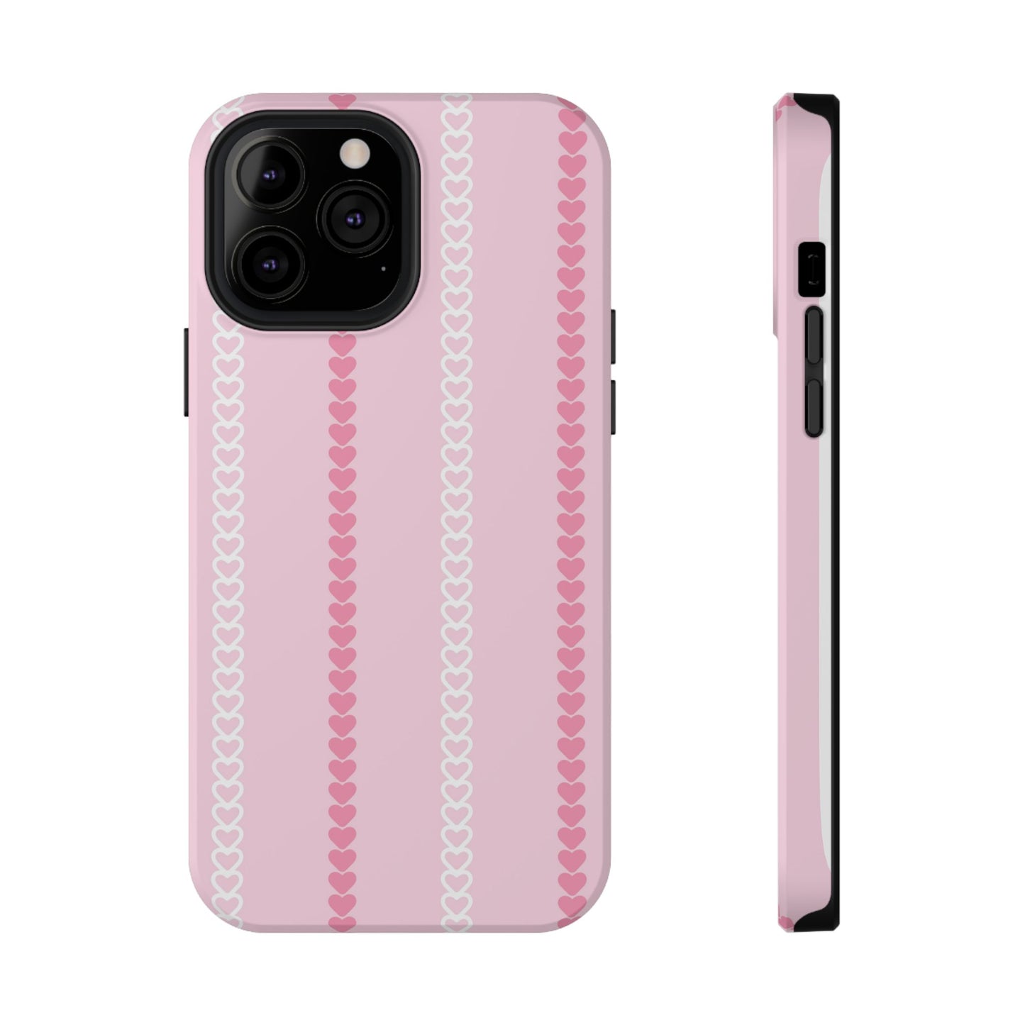 Pink Heart Stripe Impact-Resistant Phone Case