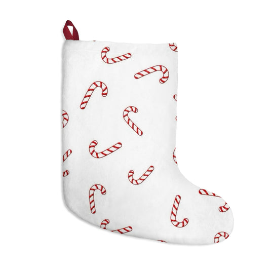Candy Cane Christmas Stocking - Plush Holiday Ornament for Mantel