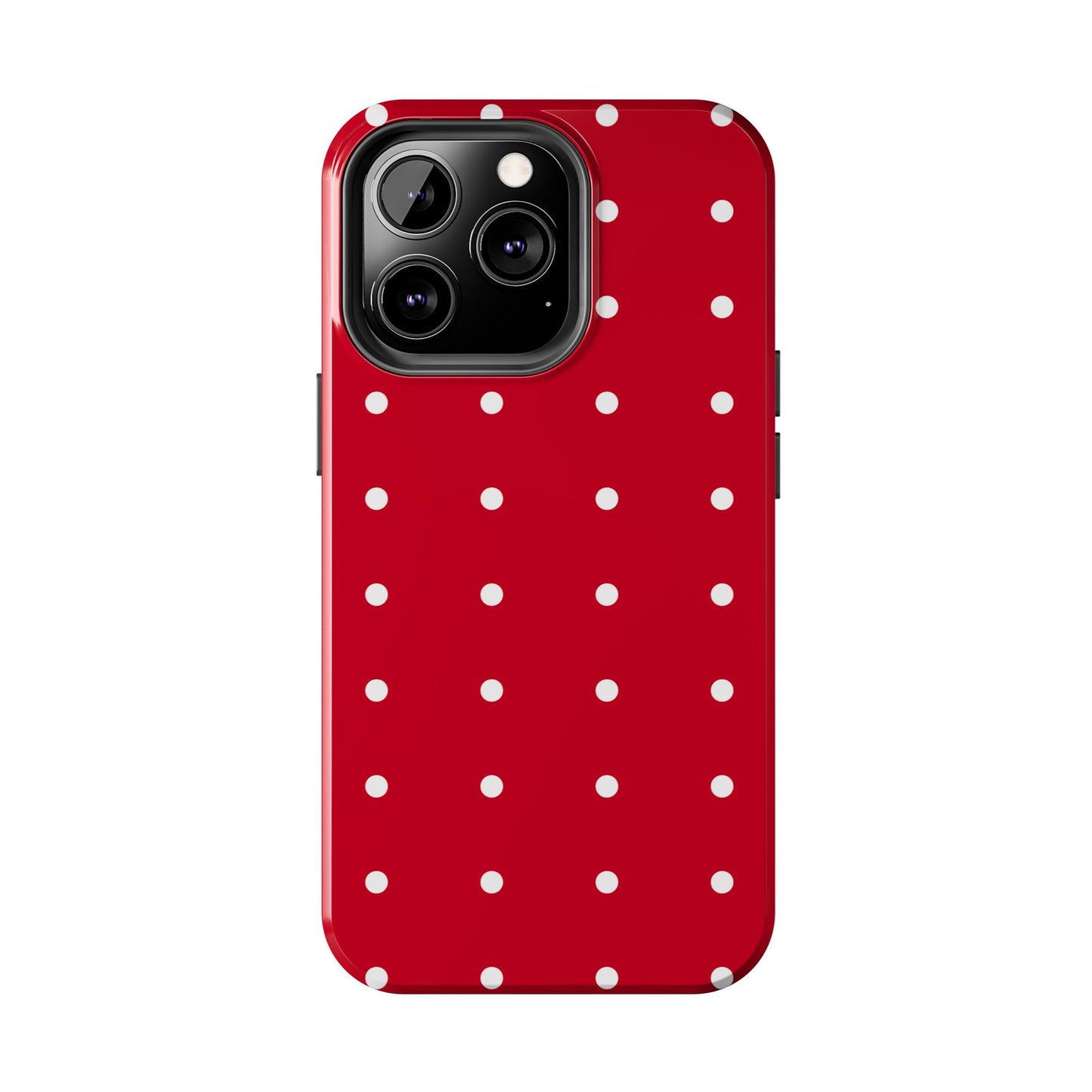 Red Polka Dot Tough Phone Case — Durable Glossy Protective Phone Cover