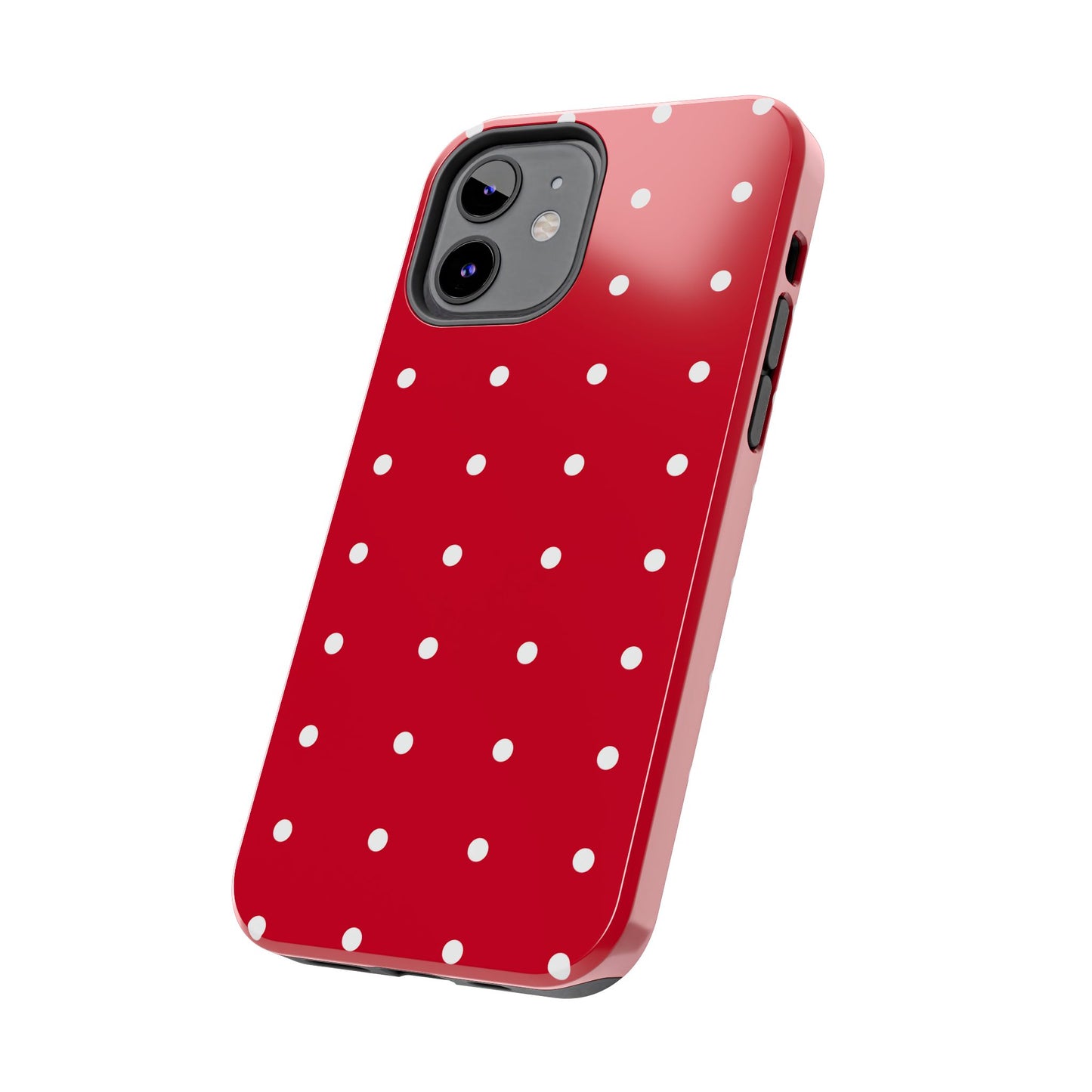 Red Polka Dot Tough Phone Case — Durable Glossy Protective Phone Cover