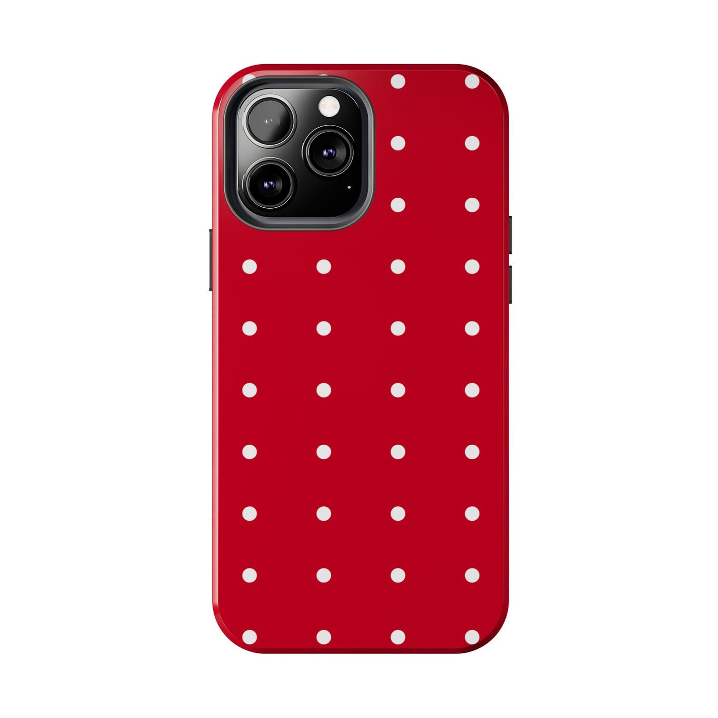 Red Polka Dot Tough Phone Case — Durable Glossy Protective Phone Cover