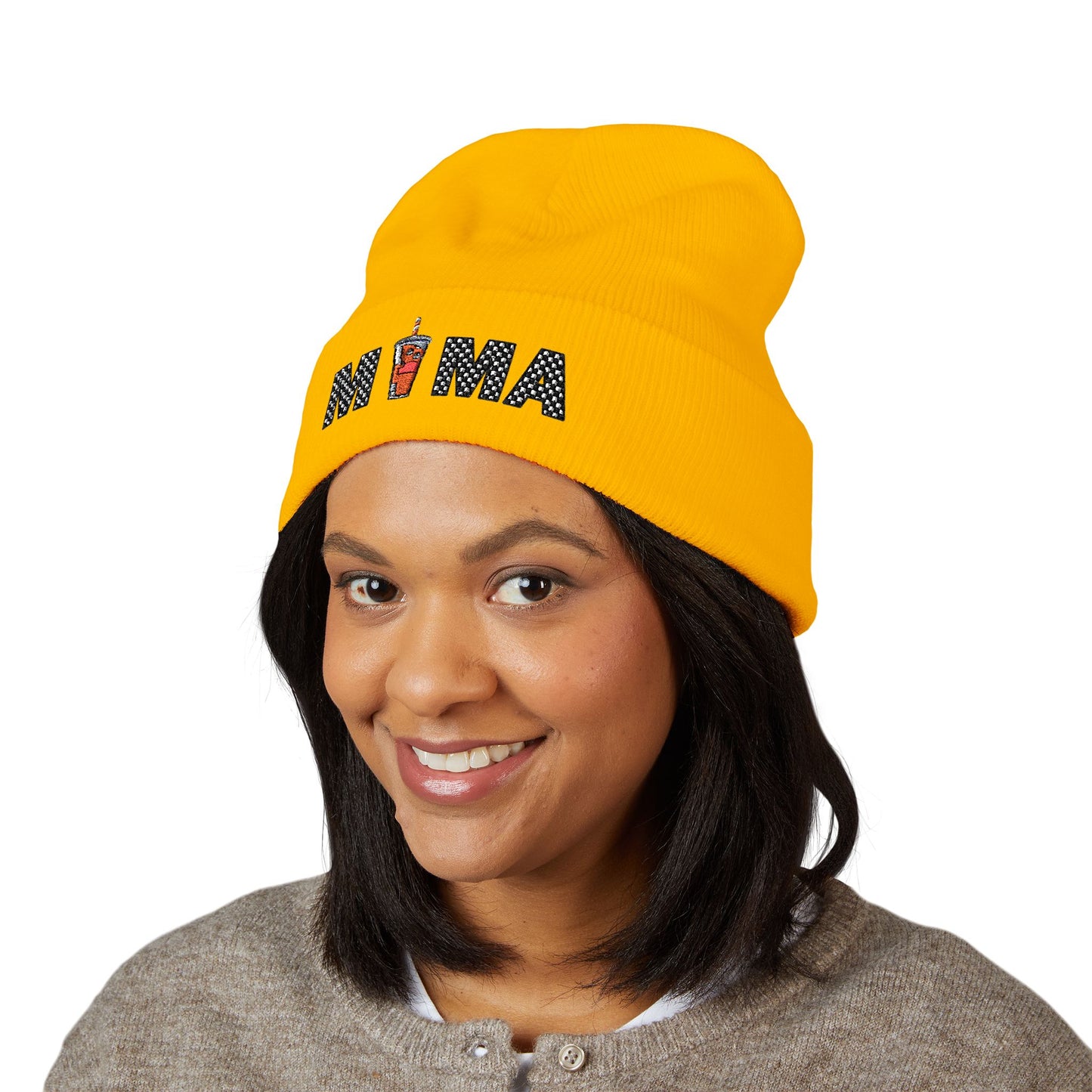 Mama Embroidered Cuffed Beanie – Floral & Candle Gift for Moms