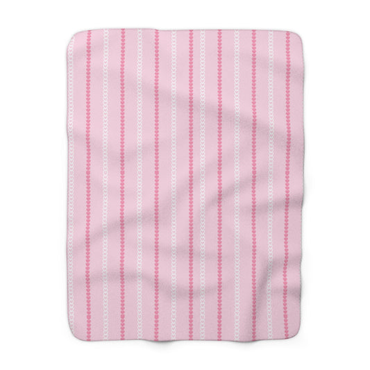 Pink Heart Stripe Sherpa Blanket