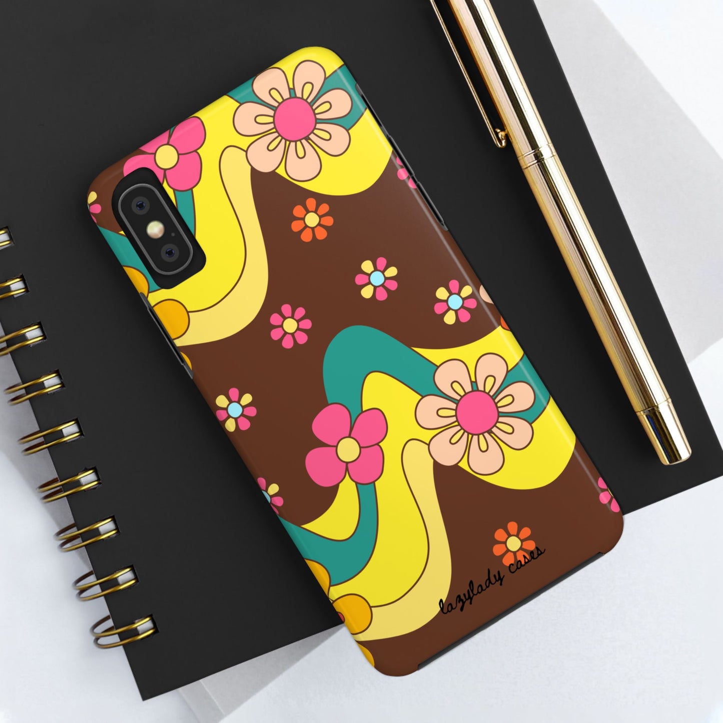 Retro Floral Tough Phone Case – Stylish and Durable Design