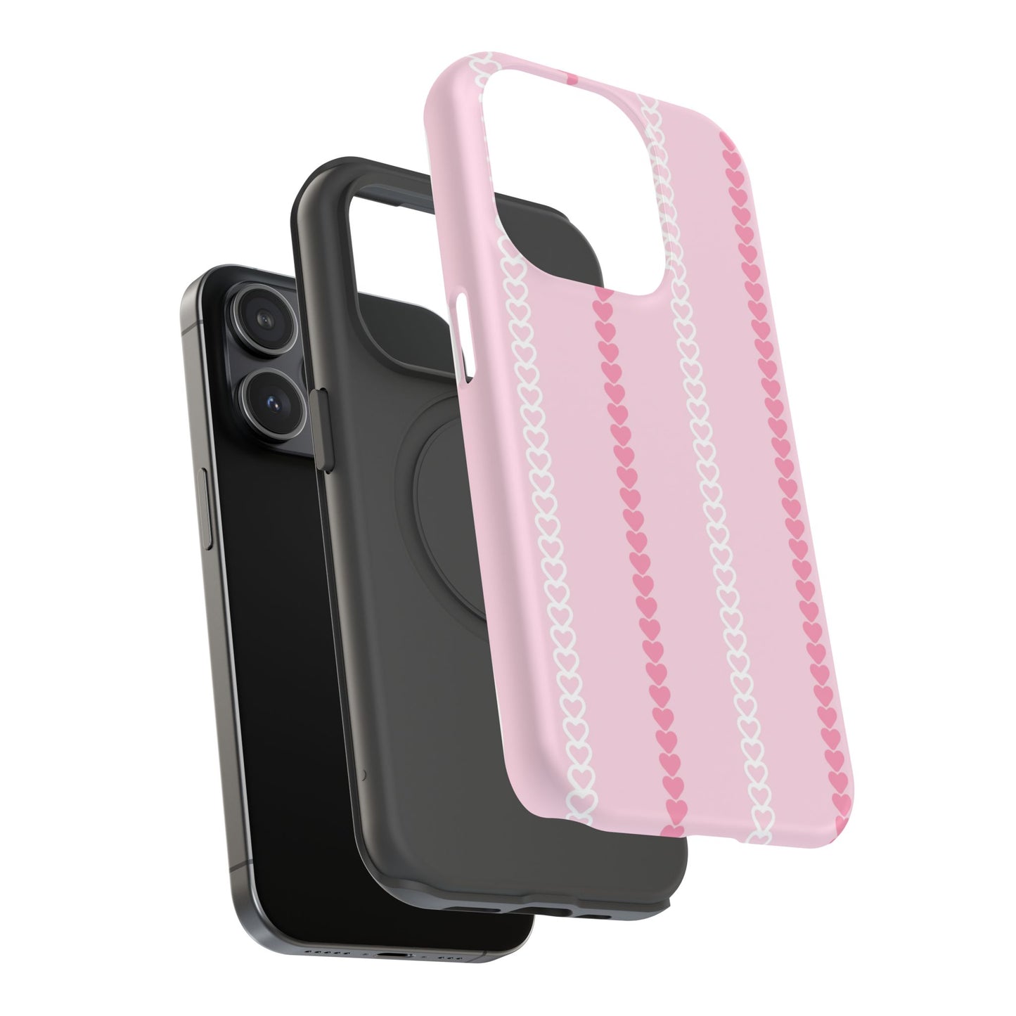 Pink Heart Stripe Impact-Resistant Phone Case