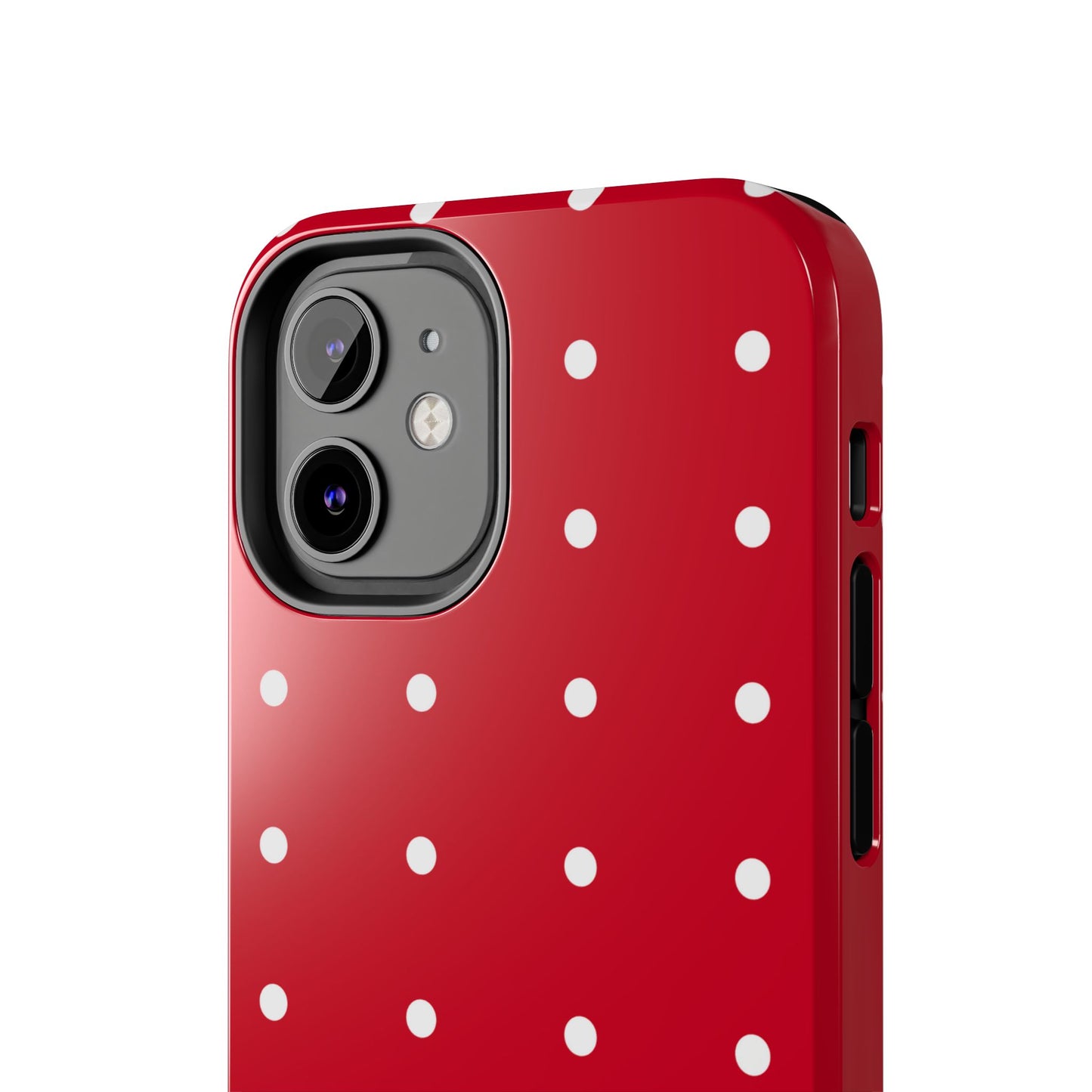 Red Polka Dot Tough Phone Case — Durable Glossy Protective Phone Cover