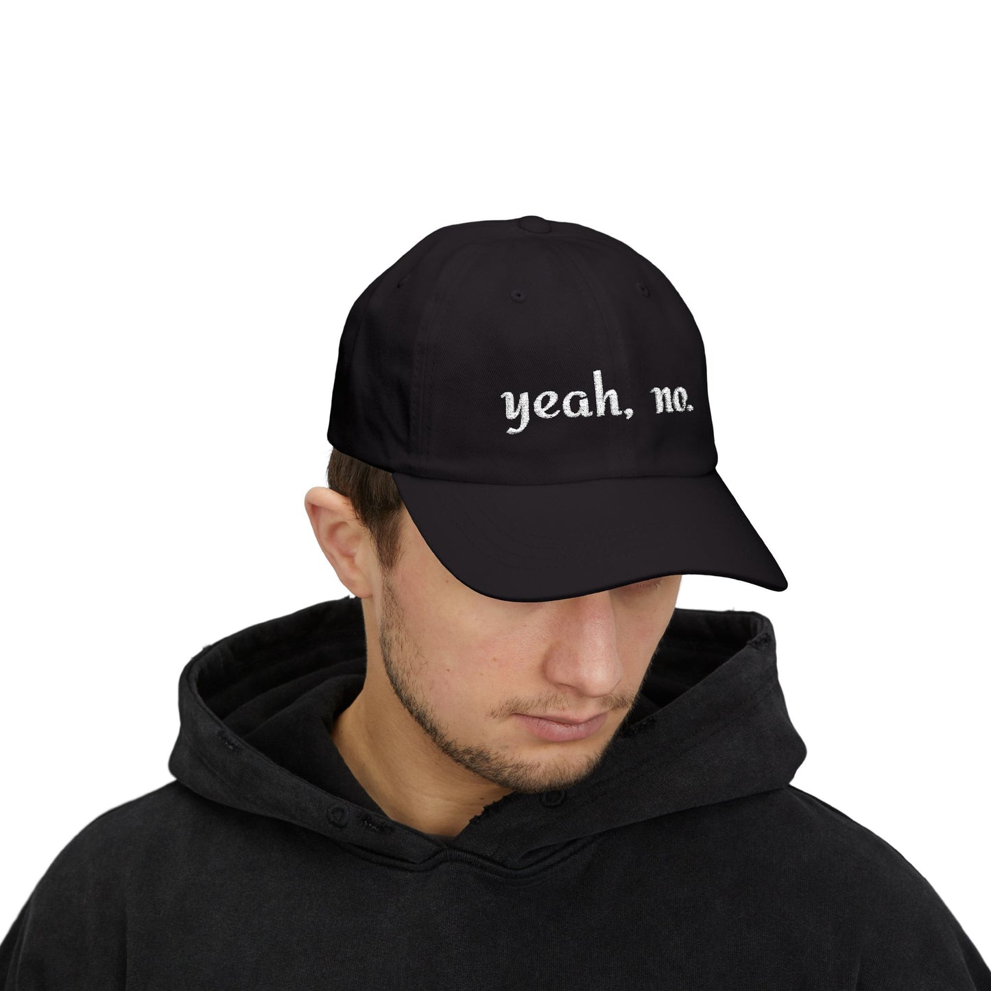 "yeah, no." Embroidered Casual Adjustable Hat
