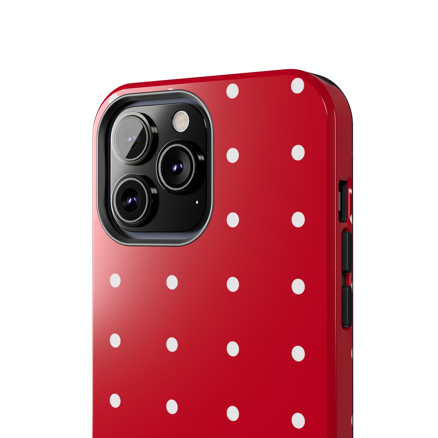 Red Polka Dot Tough Phone Case — Durable Glossy Protective Phone Cover