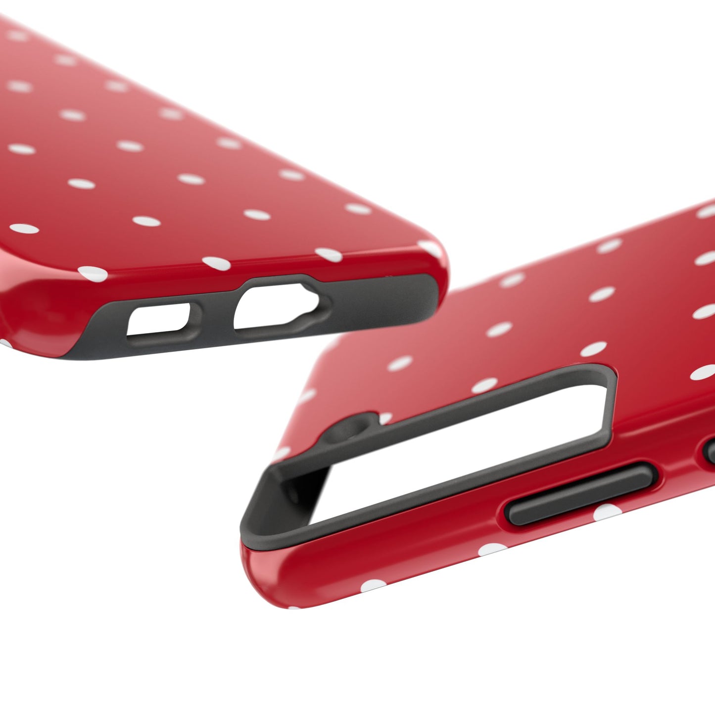 Red Polka Dot Tough Phone Case — Durable Glossy Protective Phone Cover