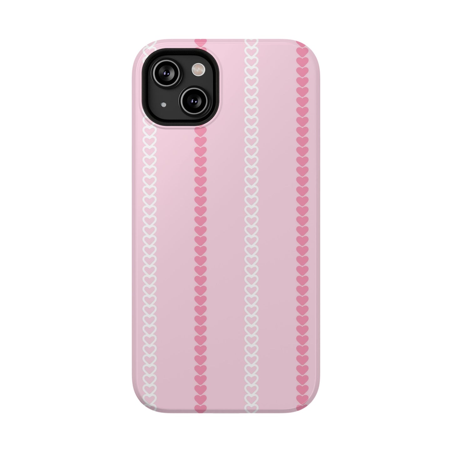 Pink Heart Stripe Impact-Resistant Phone Case